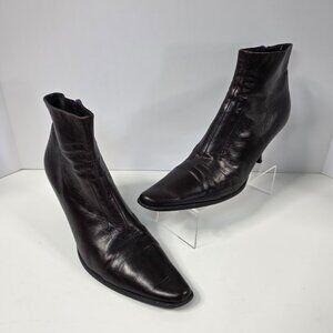Jil Sander Burgundy Leather Ankle Boots size 41 US-9.5